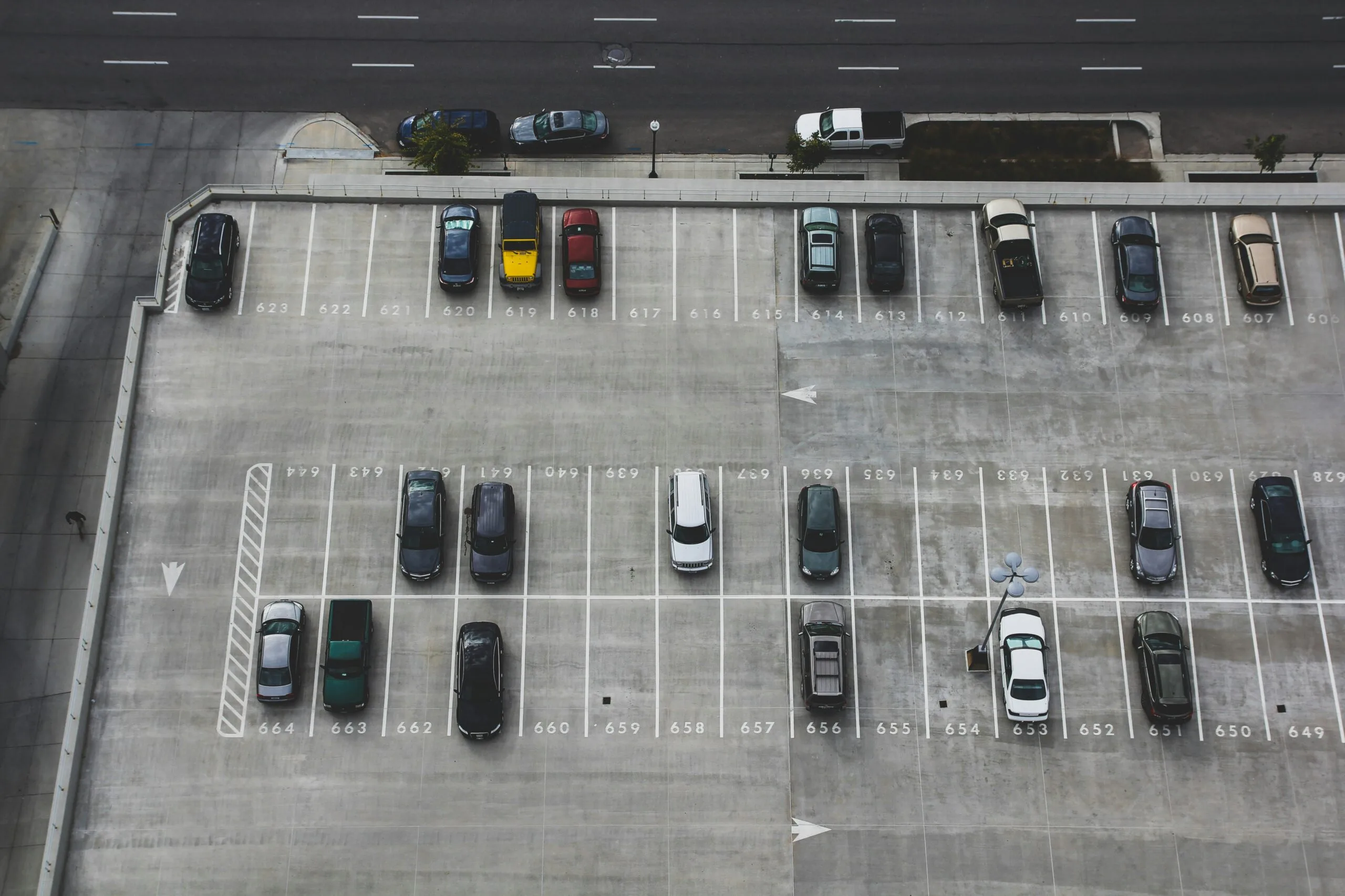Large parking lot striping in Ballantyne, NC