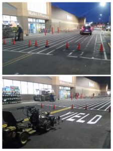 Charlotte NC parking lot striping project photo