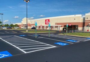 Charlotte NC parking lot striping project photo