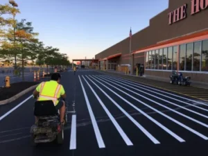 Charlotte NC parking lot striping project photo