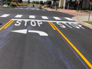 Charlotte NC parking lot striping project photo