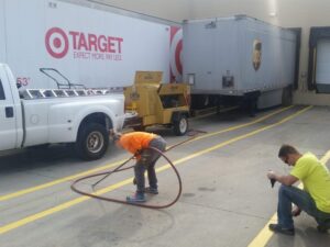 Charlotte NC parking lot striping project photo