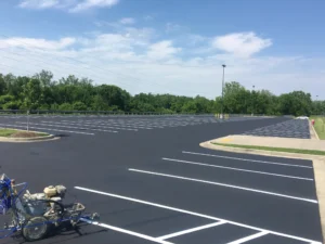 Charlotte NC parking lot striping project photo