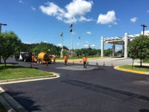Charlotte NC parking lot striping project photo