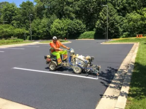 Charlotte NC parking lot striping project photo