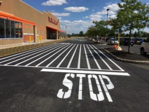 Charlotte NC parking lot striping project photo